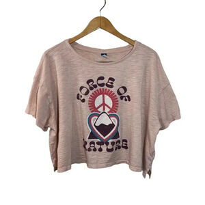 Old Navy Cropped T Shirt XL Activewear Knit Graphic Text Force of Nature Casual